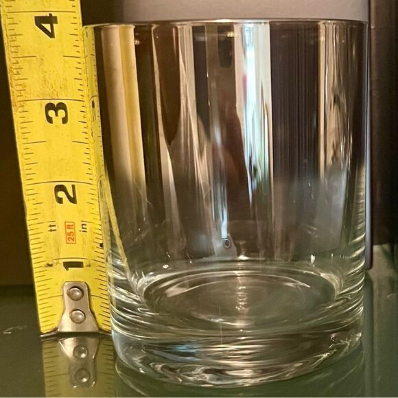 Kronos Silver Ombre Drip Band MCM Double Old Fashion Whiskey Glass Barware NWT - Picture 4 of 5